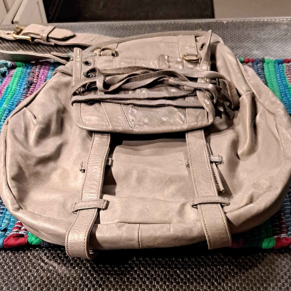 Funky Gray  Leather Crossbody Bag